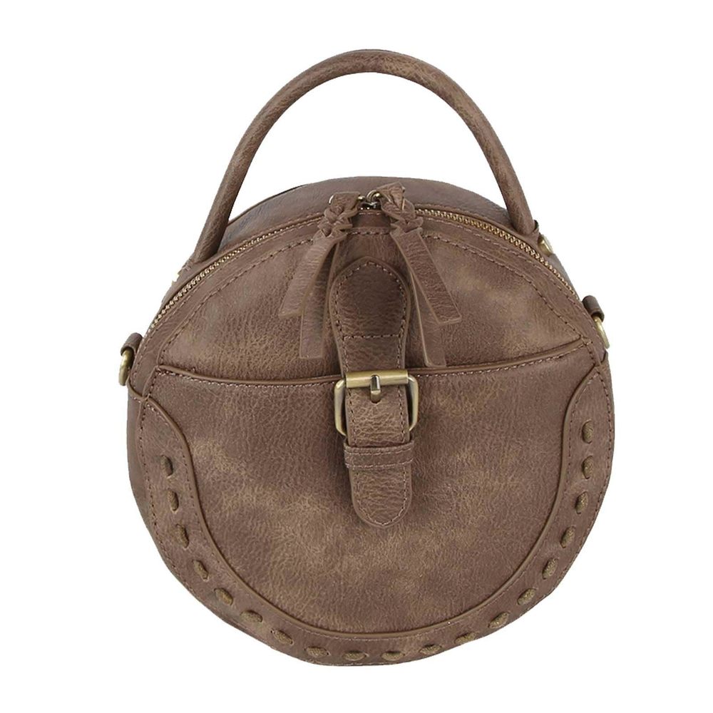 Le Miel Mini Round Tassel Charm Vegan Leather Crossbody Shoulder Sling Bag o_o